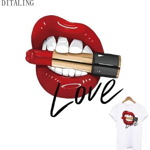 Lips Patch For Clothing Iron-On Transfer Stickers For Jacket T-Shirt Love Girl Applique On Clothes Washable Heat Transfer Patch