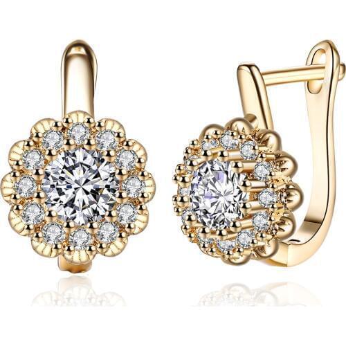 New Arrival Gold Color Earrings for Women Wedding Party Ear Ring Jewelry Wholesale Romantic
