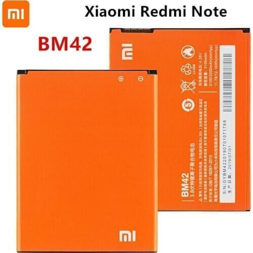 Xiao mi 100% Orginal BM42 3200mAh Battery For Xiaomi Redmi Note/ Hongmi Note BM42 High Quality Phone Replacement Batteries