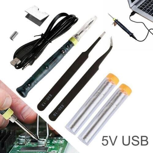 Soldering Iron Gun Pen Tool Kit LED Indicator 5V 8W USB Welding Tools Solder Heater Soldering Tips Repair Tool Kit