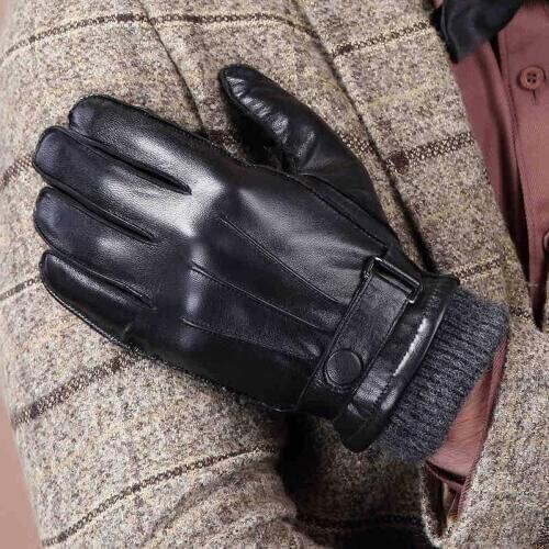 Winter Warm Mens Gloves Fashion Black touch screen Gloves Genuine Leather Gloves Sheepskin Driving Gloves Mittens Free Shipping