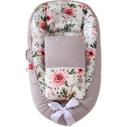 85X50cm Portable Bassinet for Baby Crib Baby Nest Newborn Baby Nest Bed Crib Travel Bed with Pillow Cushion