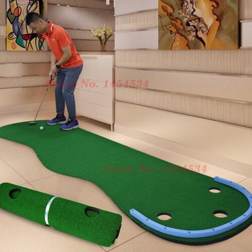 Pgm High Quality Golf Practice Blanket Indoor Golf Putter Exerciser Mini Family Green Trainer Exercise Blanket Kit Pad Portable