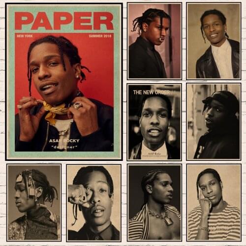 Poster Prints ASAP Rocky Rap Hip Hop Singer Poster Painting Wall Art Pictures Home Decor Wall Art Decor