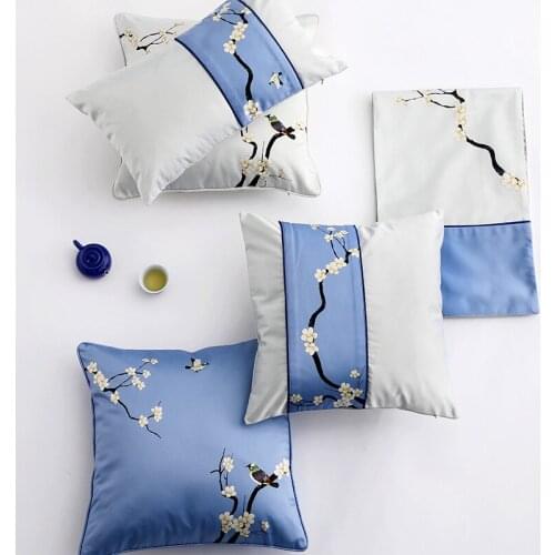 Chinese Style Classic Silk Printing Pillow Chinese Style Hotel Holiday House Decoration Tourism Cultural Creative Pillow Cover