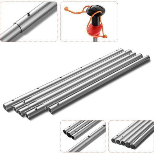 2.5m 5-section Adjustable Aluminum Alloy Rods With Top Cover Camping Tent Beach Shelter Tarp Awning Pole Replacement Accessories