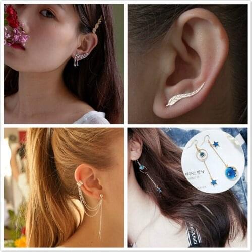 1pair Korean Style Cute Flower Leaves Hoop Earrings For Women 2020 New Fashion Stars Love Earrings Woman Wholesale Jewelry