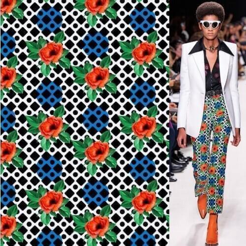 Spring and Summer New Imitation Silk Fabric Digital Printing Fabric High Fashion Custom Handmade DIY Clothing Materials