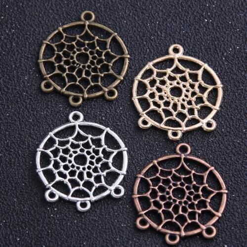 6PCS 28*34mm Metal Alloy Dream Catcher Connector For Diy Jewelry Dream Catcher Pendant Charms Diy Making