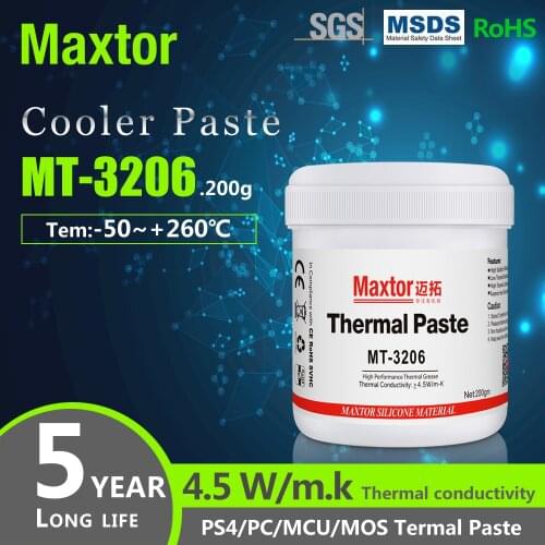 Maxtor Thermal Paste MT3206 4.5W/m-k 200g PC CPU GPU PS4 Computer 5G MCU Equipment Cooler fan Thermal heatsink grease Paste