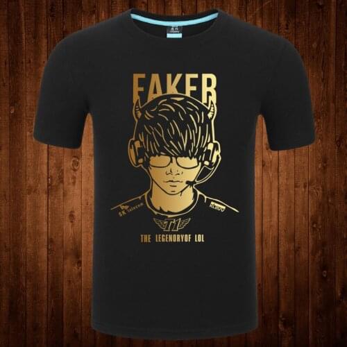 STOCK Game LOL Faker Short Sleeve T-shirt Faker Same SKT1 Team Uniform Boys' Student Top 14 Styles Sizes XS-4XL