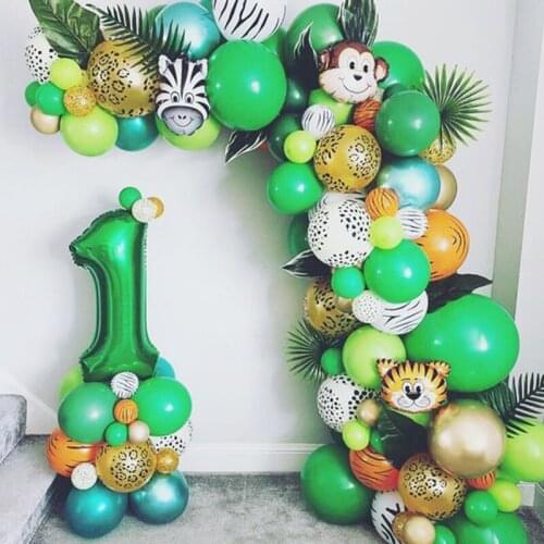Jungle Safari Theme Party Balloon Palm Leaf Animal Forest Theme Balloons Kids Boys Birthday Party Baby Shower Supplies Decor