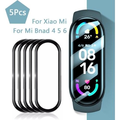 9D Protective Film Glass for Xiaomi Mi band 6 Full Cover for miband 4 5 Smart Watchband Soft Screen Protector For Mi Band 6 Case