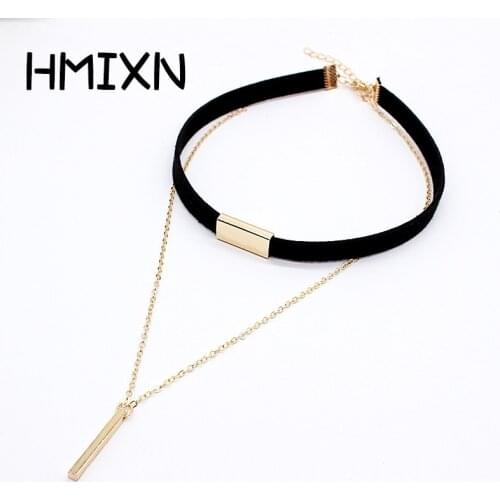 New Black Velvet Choker Necklace Strip Rope Chain Bar Square Tube Strip Chocker For Women Collar Mujer Collier Femme Ras Du Cou