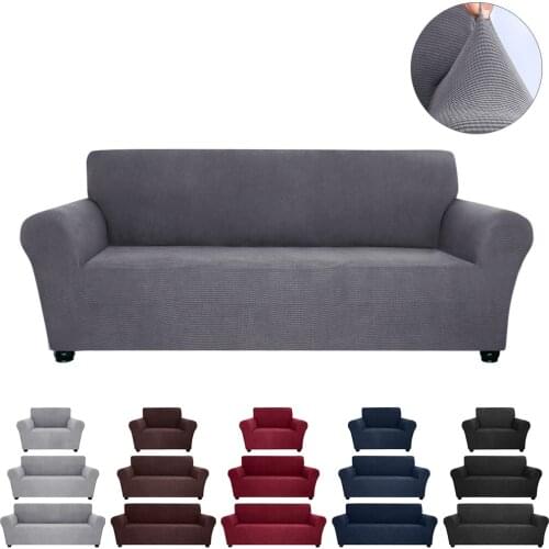 1/2/3Seater Jacquard Sofa Cover For Living Room Spandex Stretch Sofa Slipcover Solid Colour Couch Cover Furniture Protector Home