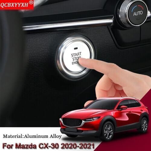 2pcs/set Car Styling START Engine Button Cover STOP Key Ignition Switch Cover Automobiles Accessories For Mazda CX-30 2020 2021