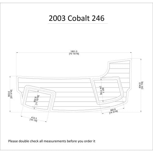 2003 Cobalt 246 Swim Platform Pads Boat EVA Teak Decking 1/4" 6mm