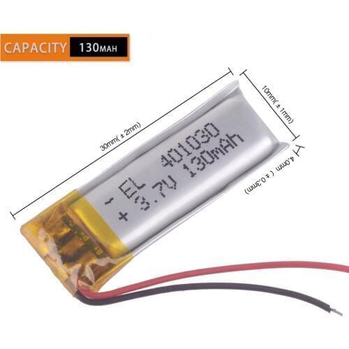 3pcs/Lot 401030 3.7V 130mAh Rechargeable Li-Polymer Li ion Battery For mp4 mp3 GPS toys DVR tools Bluetooth headset 401130