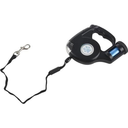 4.5M LED Flashlight Extendable Retractable Pet Dog Leash Lead with Garbage Bag