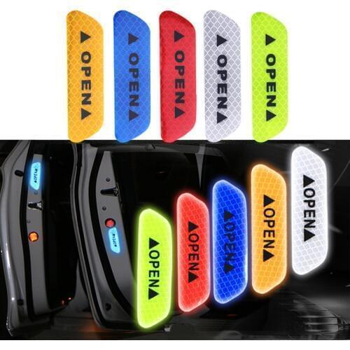 4pcs Car door OPEN safety anti-collision warning reflective stickers for Volvo V40 V50 V60 S80 XC60 XC90 S60 Car accessories