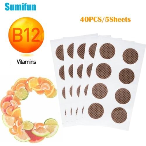 40pcs Vitamin B12 Energy Plaster Eliminate Irritability Promote Cell Mature Body Pain Relief Patch Muscle Relax Herbal Stickers