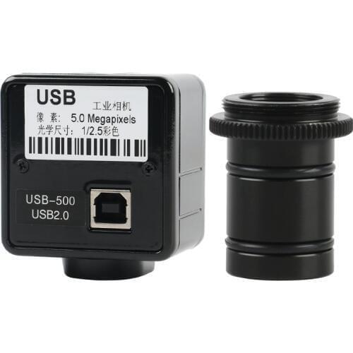 5.0MP USB Cmos Camera Adapter C-mount Electronic Vdieo Industry Digital Eyepiece Microscope 23.2mm Phone PCB Soldering Repair