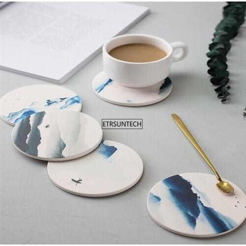 50pcs Diatomite Absorbent Table Coaster Non Slip Cup Holder Insulation Pad Soap Mat Coffee Cup Kitchen Mat