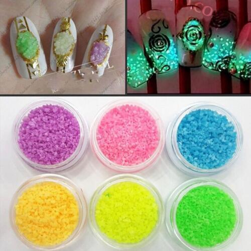 7pcs Nail glitter Beauty makeup nail art glitters Colorful Noctilucous sand nail art decoration Nail makeup accessories tool kit