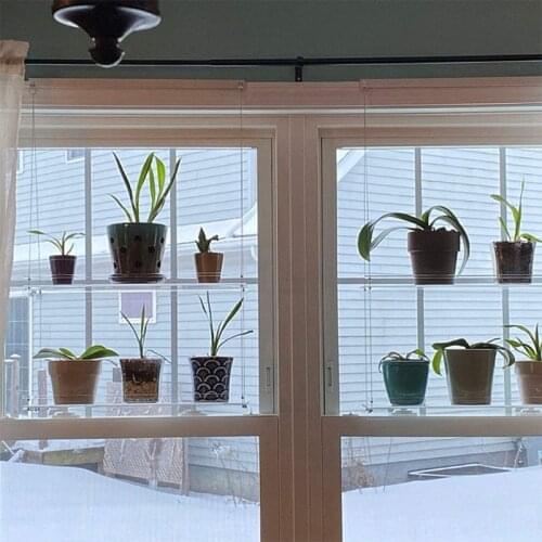 Acrylic Window Plant Shelves Clear Hanging Floating Wall Shelf Flower Pot Rack