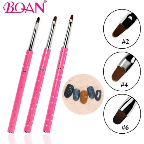 BQAN 1 Pc Gel Nail Brush #2/#4/#6 Oval Hair Metal Handle Manicure Art UV Gel Nail Painting Drawing Polish Brush Tool