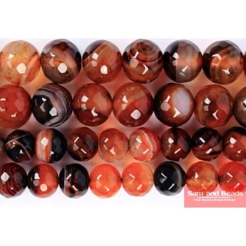 Natural Stone Faceted Gream Coffee Black Stripe Agates Beads 4.6,8,10,12mm pick size for jewelry making GCSB01