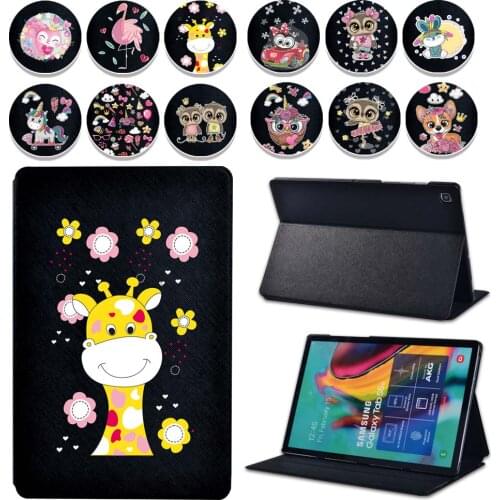 Leather Cartoon Printing Tablet Case for Samsung Galaxy TabA A6/Tab A/Tab E/Tab S5E Anti -cratch Tablet Cover Case + Free Stlyus