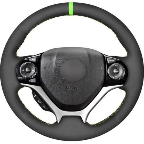 Black Suede Hand Sew Comfortable Soft Steering Wheel Cover for Honda Civic Civic 9 2012 2013 2014 2015