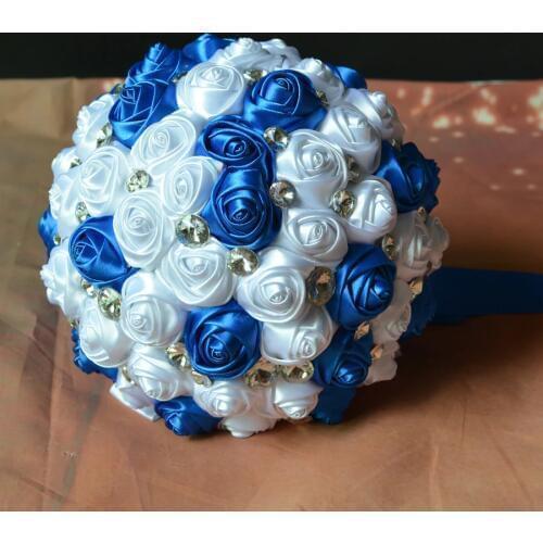 LOVSKYLINE Bridal Bouquet in stock Gorgeous Handmade flowers White Blue Bridesmaid artificial Wedding Bouquets Accessories