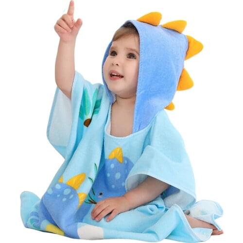 Kids Bath/Pool/Beach Hooded Poncho Towel - Cartoon Animal Pattern Cotton Beach Towel for Infant Boys Girls, 2-4 Years