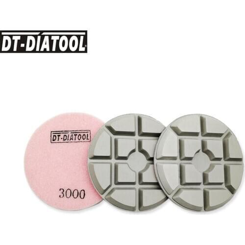 DT-DIATOOL 3pcs/set Dia 4"/100mm Diamond Concrete Polishing Pads Grit#3000 Resin Bond Sanding Discs Repairing For concrete Floor