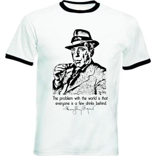 2019 New Summer Men Men 100% Cotton Cool Humphrey Bogart - New Black Ringer Cottonslim Fit T Shirts