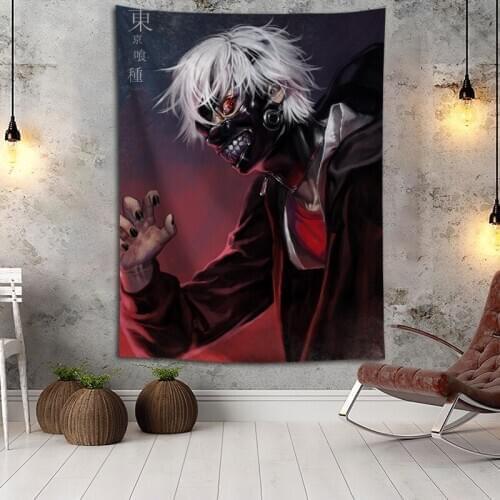Hot Sale Custom Anime Tokyo Ghoul Railgun Printed Tapestry Background Decorative Tapestry Various Sizes Wall Hanging Decor