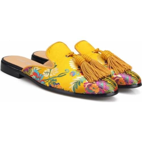 Spring and autumn GOOD tassel adorn comfortable fashion US 5-12 Mens silk slippers shoes 2021 fashion shoes