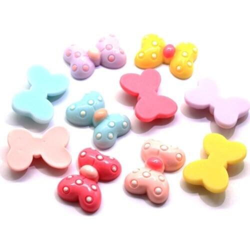 50/100pcs Kawaii Colorful Resin Hand Painted Polka Dot Bow Tie Flatback Cabochon Charm DIY Craft Decoration