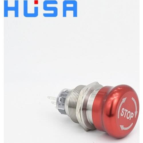 19mm 22mm 30mm Stainless Steel Mushroom Type Red Head Emergency Stop Push Button Switch 1NO 1NC