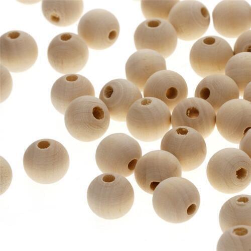 Round Spacer Unpainted Wooden Ball Beads With Hole DIY Jewelry Accessories 4/6/8/10/12/14/16/18/20/22/25/30/35/40/45/50mm