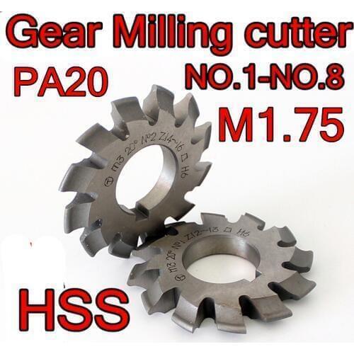 M1.75 Modulus PA20 1#-8# HSS Gear Milling cutter Free shipping