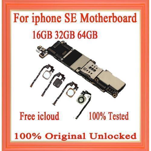 For iphone SE 5SE Motherboard with Touch ID,Original unlocked for iphone SE Mainboard 16GB 32GB 64GB Free iCloud