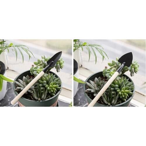 3pcs Miniature Planting Gardening Tool Set Includes Hand Trowel, Hand Rake with Non-Slip Wooden Handle