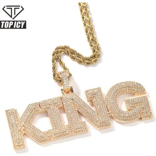 Top Icy 2021 New Arrival Brass 18K Gold Plating Boxy Cubic Zirconium Letter Pendant Necklace CZ Jewelry set
