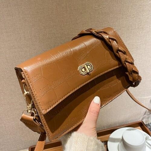 Retro Stone Prints Handbag For Women Pu Leather Designer Shoulder Bag Fashion Female Crossbody Bag Brand Square Lady Bag