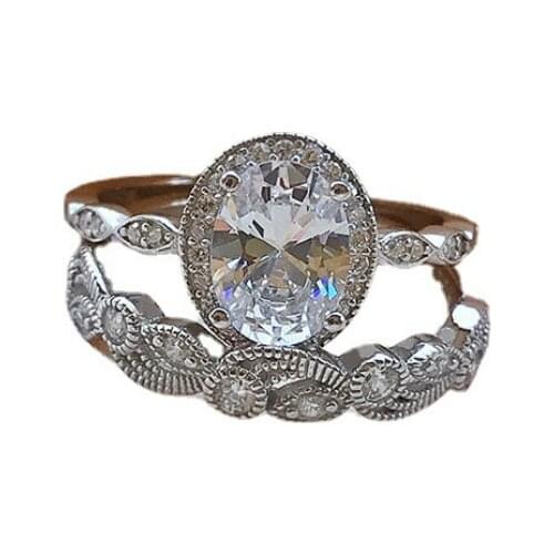 Luxury Wedding Band Solid 925 Sterling Silver Simulation Moissanite Gemstone Engagement Ring Sets Wholesale Fine Jewelry