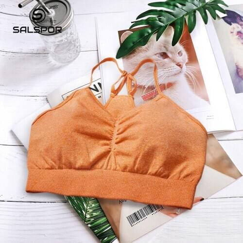 SALSPOR Fitness Seamless Bra Women Solid Push Up Bralette Adjusted-straps Running Shockproof Bras for Women Wire Free Tops