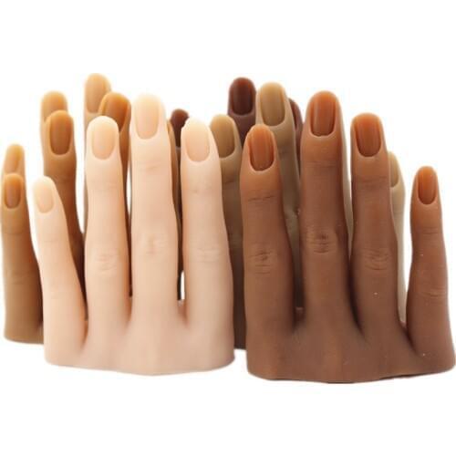 Nail Art Silicone Practice Hand Female Mannequin Hand with Flexible Four Fingers Adjustment For Nails Rings Display